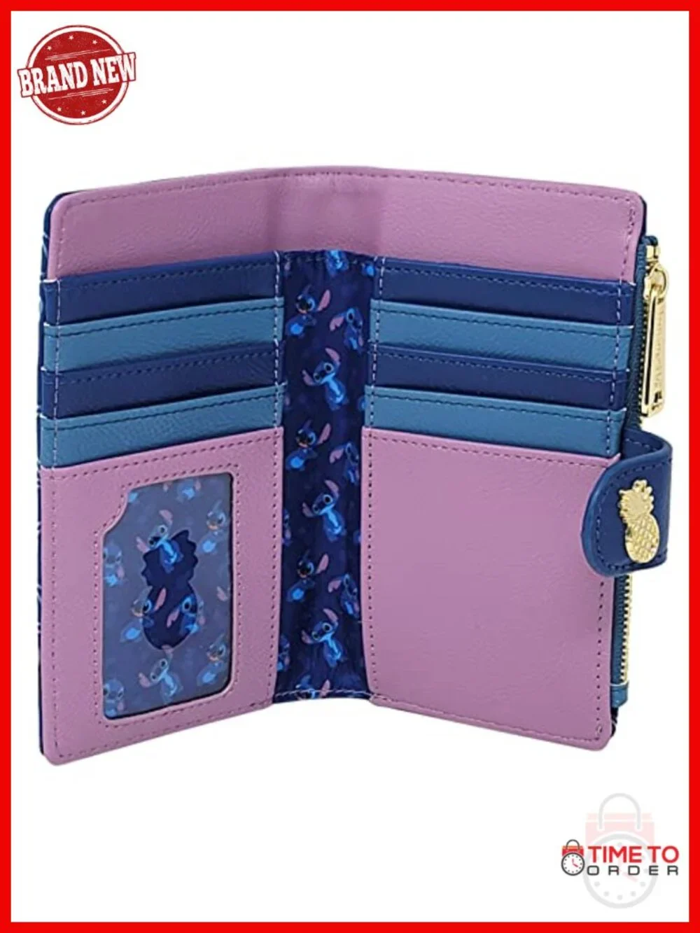 Faux Leather Stitch Clutch Wallet with Snap Flap